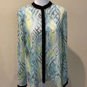 Tahari Button Up Long Sleeve Blouse